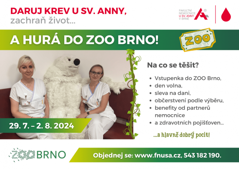 Transfuzní oddělení zve za dárcovský odběr do Zoo Brno