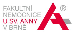 Šedo-červené logo webu nemocnice ve tvaru velkého A, vede na úvodní stránku