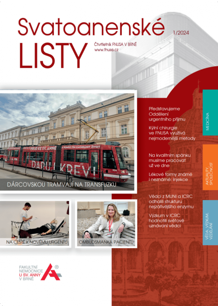 Úvodní obálka časopisu Svatoanenské listy, který nemocnice u sv. Anny vydává zdarma v elektronické podobě - PDF, 01/2024