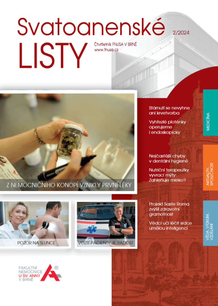 Úvodní obálka časopisu Svatoanenské listy, který nemocnice u sv. Anny vydává zdarma v elektronické podobě - PDF, 02/2024