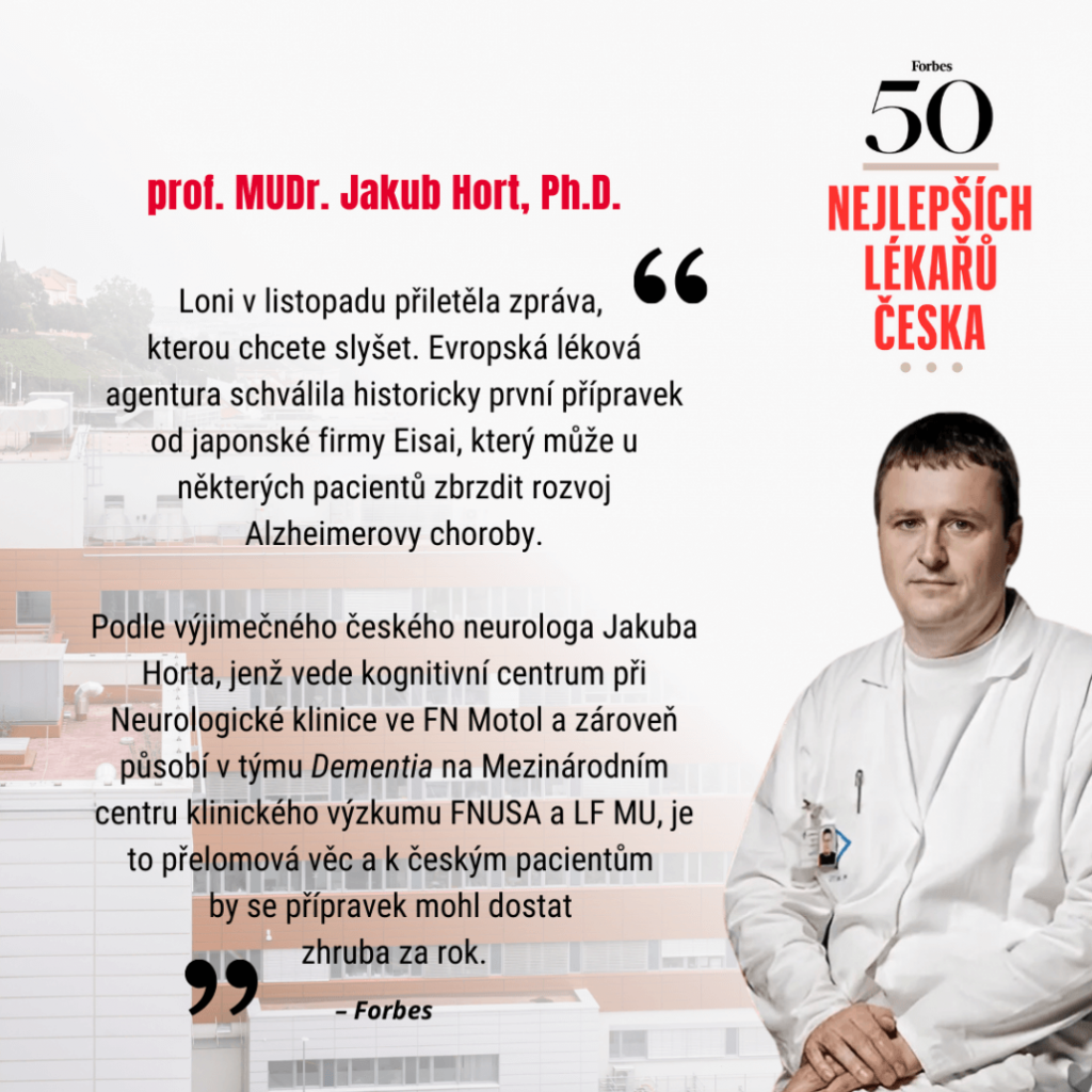 prof. MUDr. Jakub Hort, Ph.D. byl zařazen mezi 50 nejlepších lékařů Česka, podle magazínu Forbes