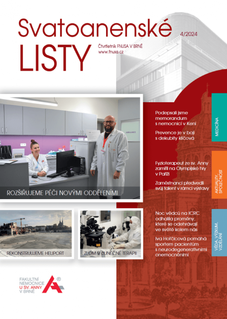 Úvodní obálka časopisu Svatoanenské listy, který nemocnice u sv. Anny vydává zdarma v elektronické podobě - PDF, 04/2024