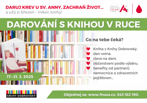 Transfuzní oddělení: Darování s knihou v ruce